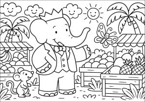 热带市场 (儿童着色 : 巴巴尔)