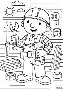 快乐的工人和有趣的工具 (儿童着色 : 建筑大师鲍勃)