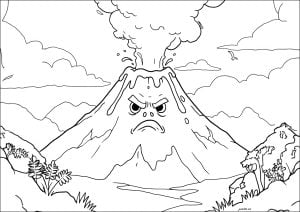 愤怒的火山，喷吐着熔岩 (儿童着色 : 火山)