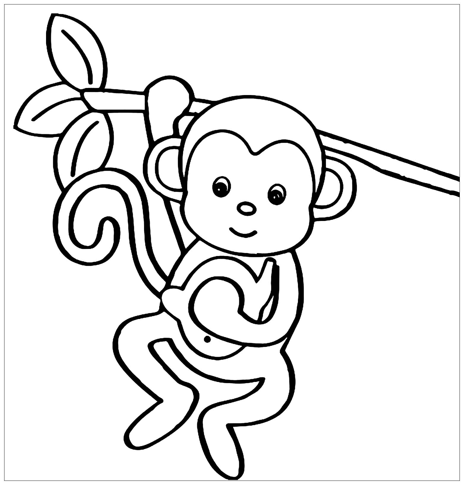 儿童猴子涂色画 - 儿童着色页 : 猴子