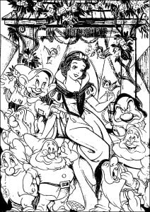 白雪公主和七个小矮人的精美插画 (儿童着色 : 白雪公主)