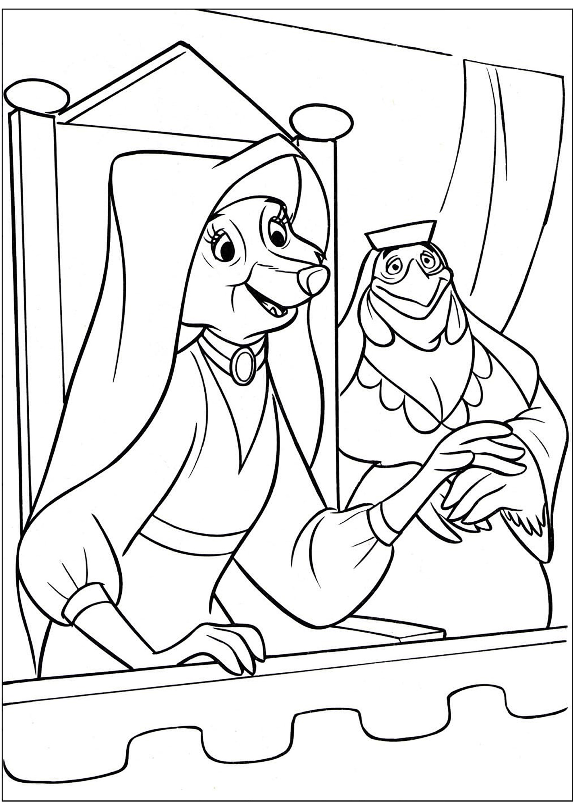 玛丽安在罗宾汉- 儿童着色页: 罗宾汉, image size:2000x2828