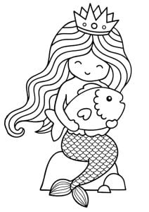 美丽的美人鱼和她的朋友小鱼 (儿童着色 : 美人鱼)