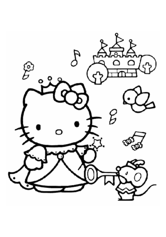 免费Hello Kitty填色画 (供儿童打印的彩页 : 凯蒂猫)
