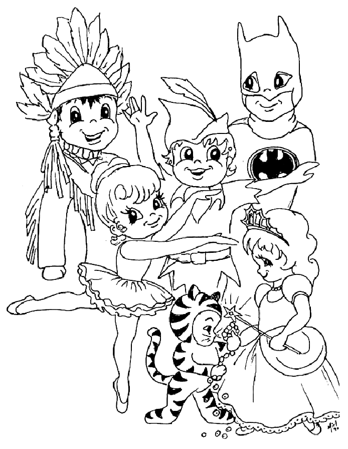 免费可打印的狂欢节填色图画 (供儿童打印的彩页 : 嘉年华)
