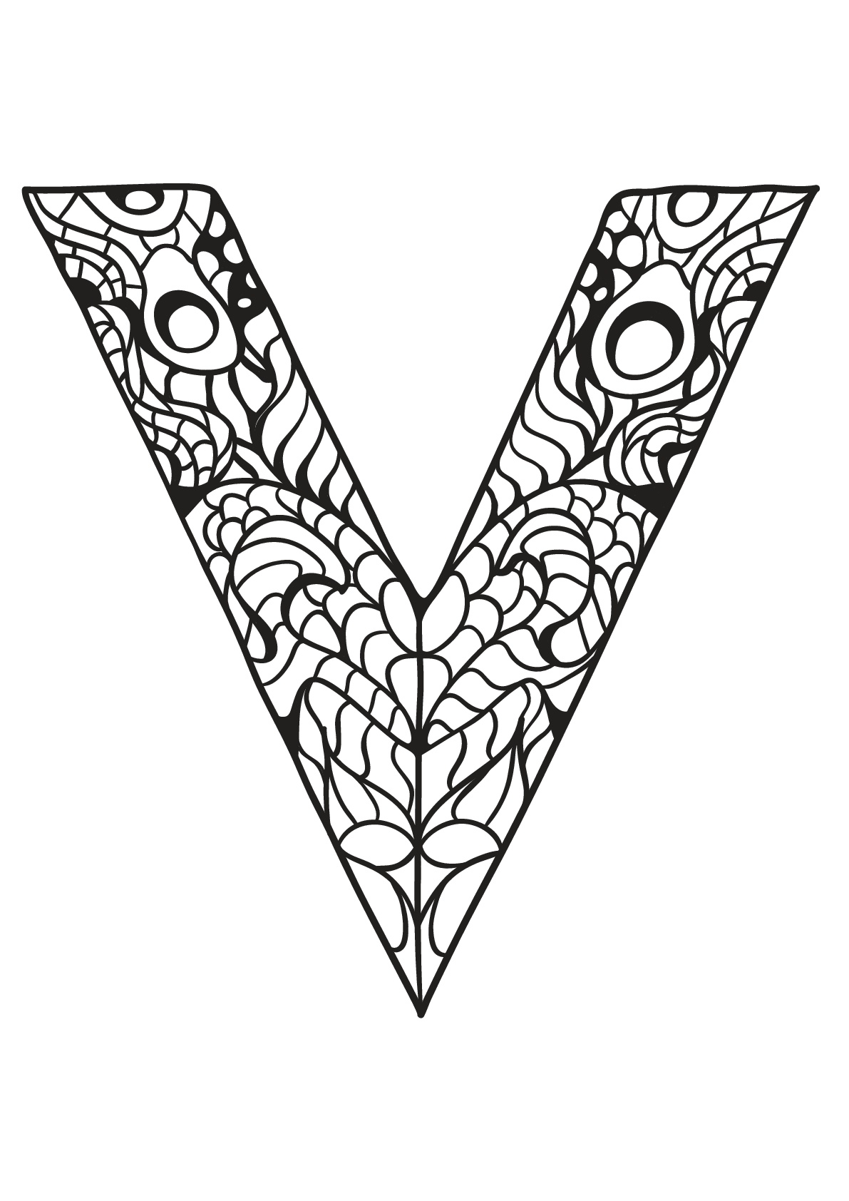 字母V涂色 (供儿童打印的彩页 : 字母表)