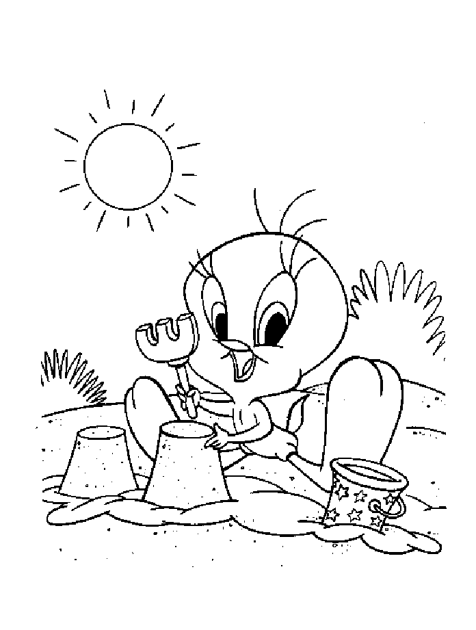 提提和肥猫的儿童填色画打印版 (供儿童打印的彩页 : 崔弟与西尔维斯特)