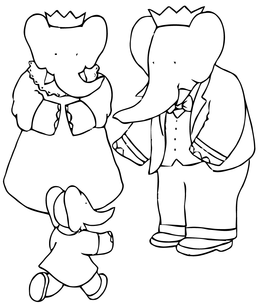 巴巴尔涂色画可打印 (供儿童打印的彩页 : 巴巴尔)