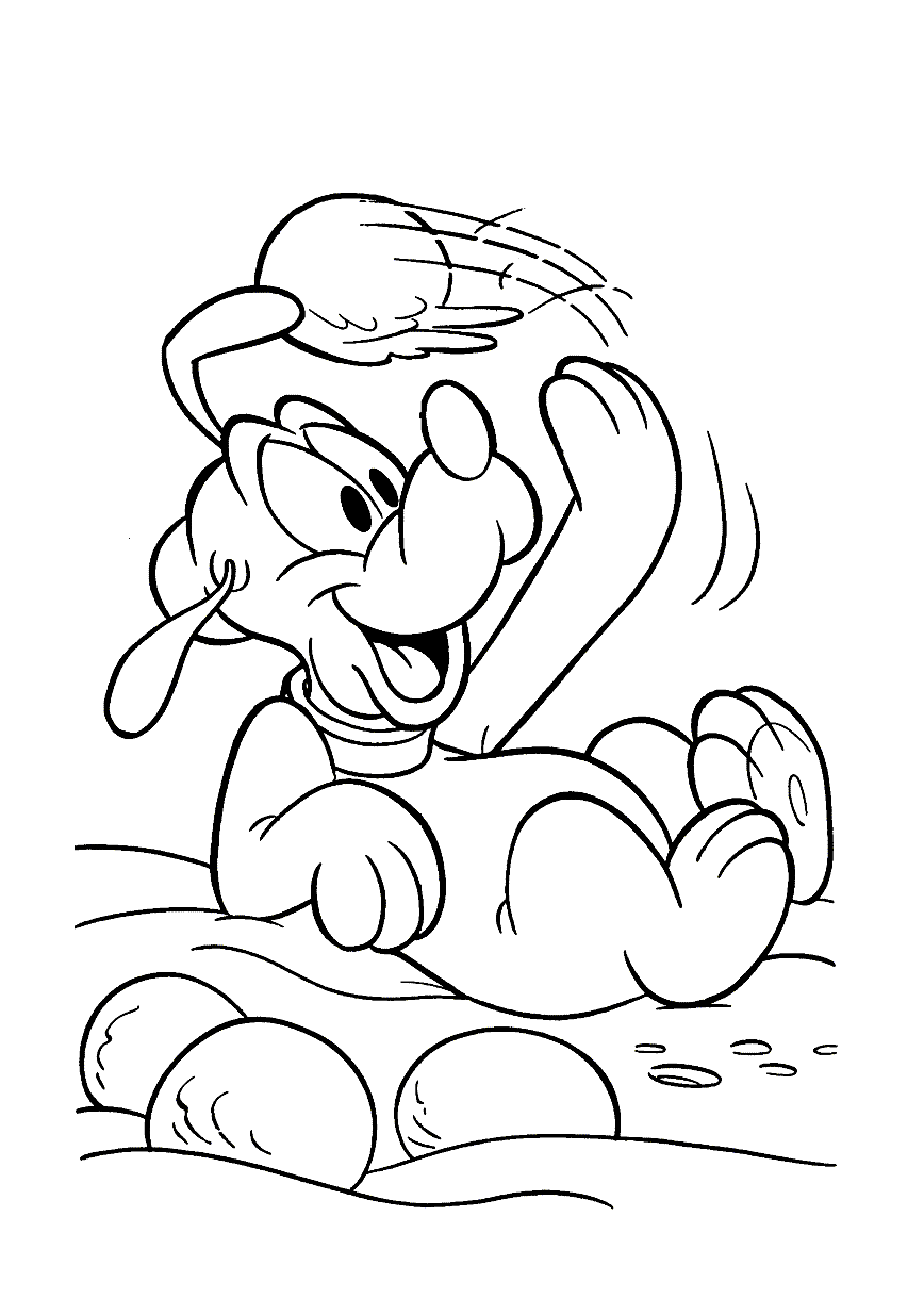 免费打印填色普鲁托卡通图 (供儿童打印的彩页 : 布鲁托)