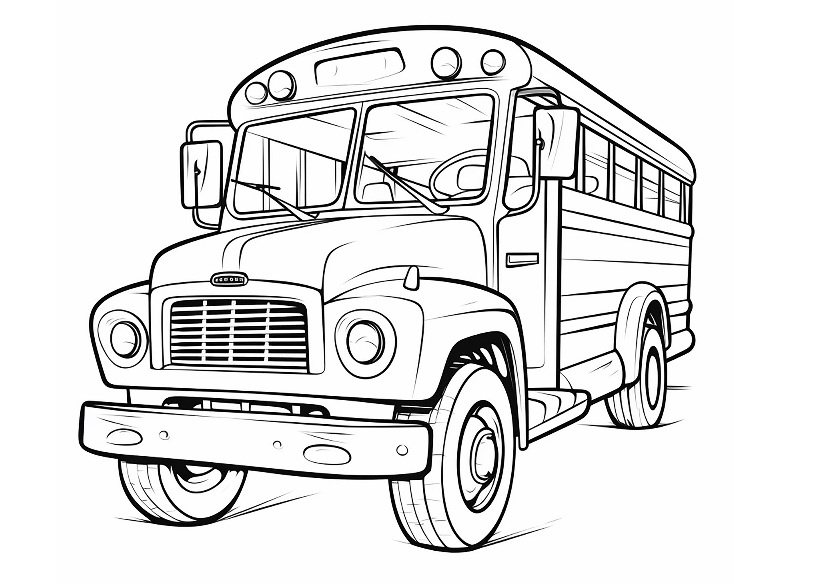 美国校车 (供儿童打印的彩页 : 开学)