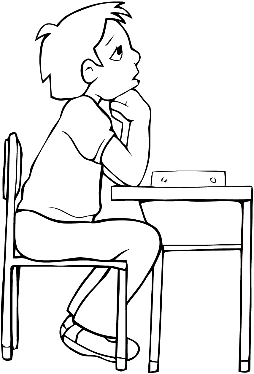 儿童开学填色画 (供儿童打印的彩页 : 开学)