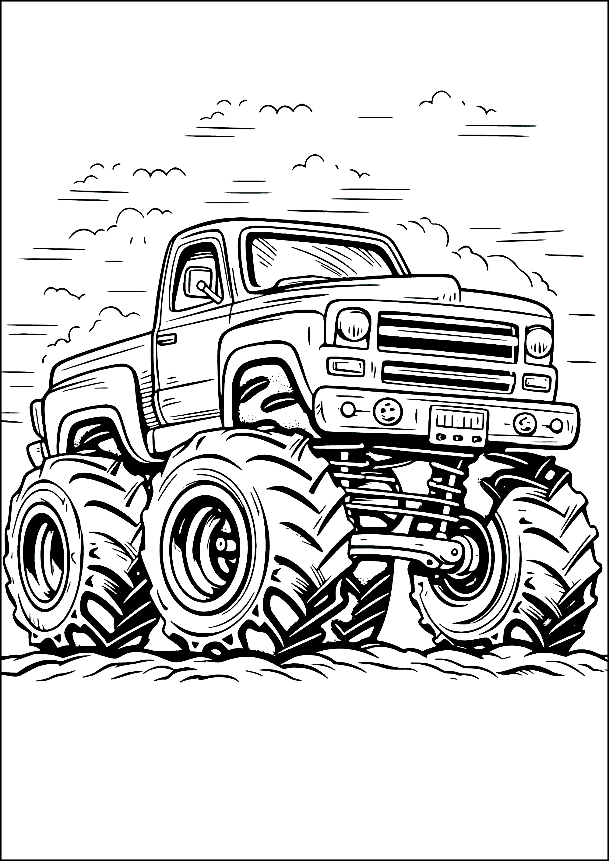 巨大怪兽卡车涂色画 (供儿童打印的彩页 : 怪兽卡车)