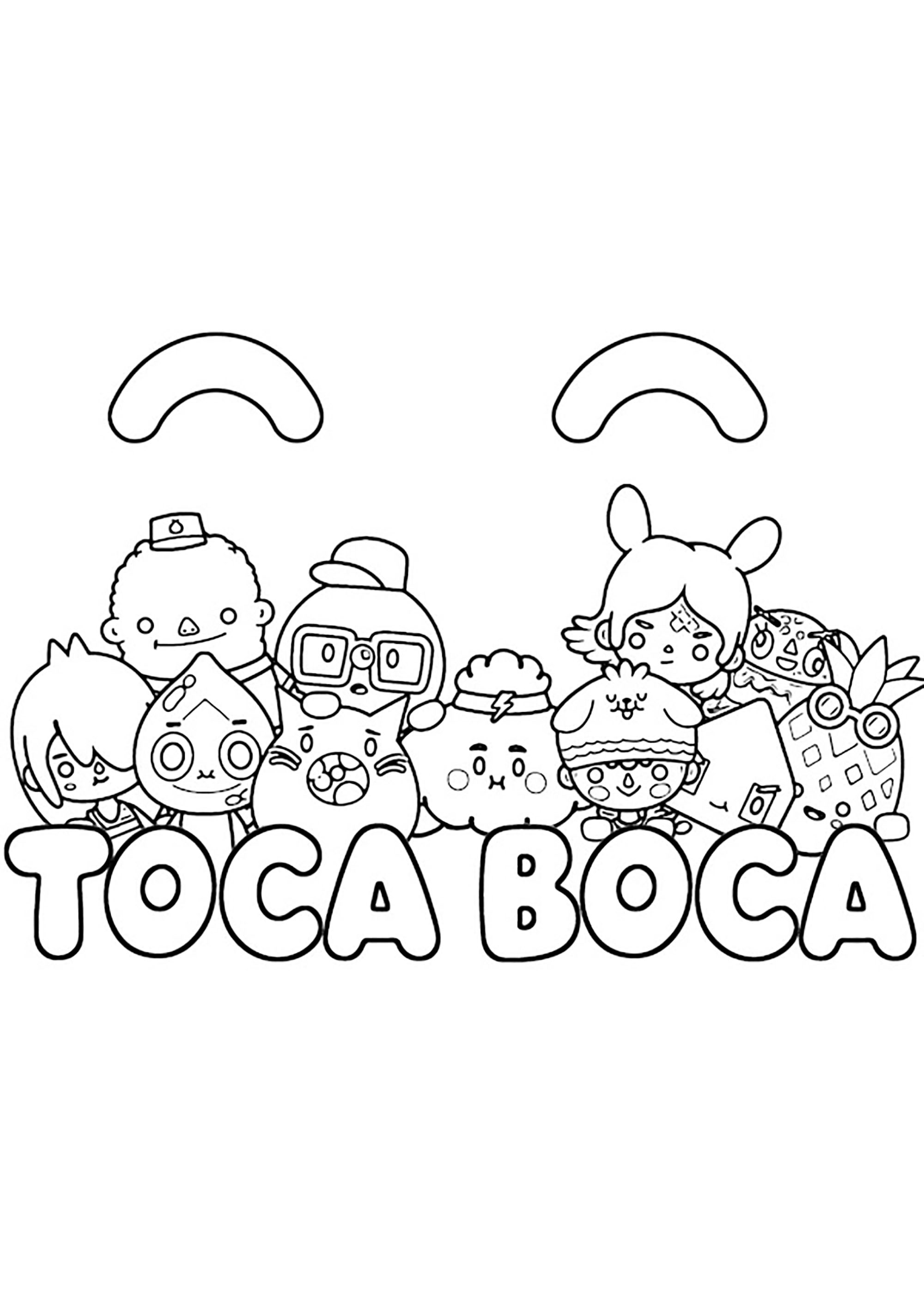 托卡 Boca 人物与标志 (供儿童打印的彩页 : 托卡博卡)