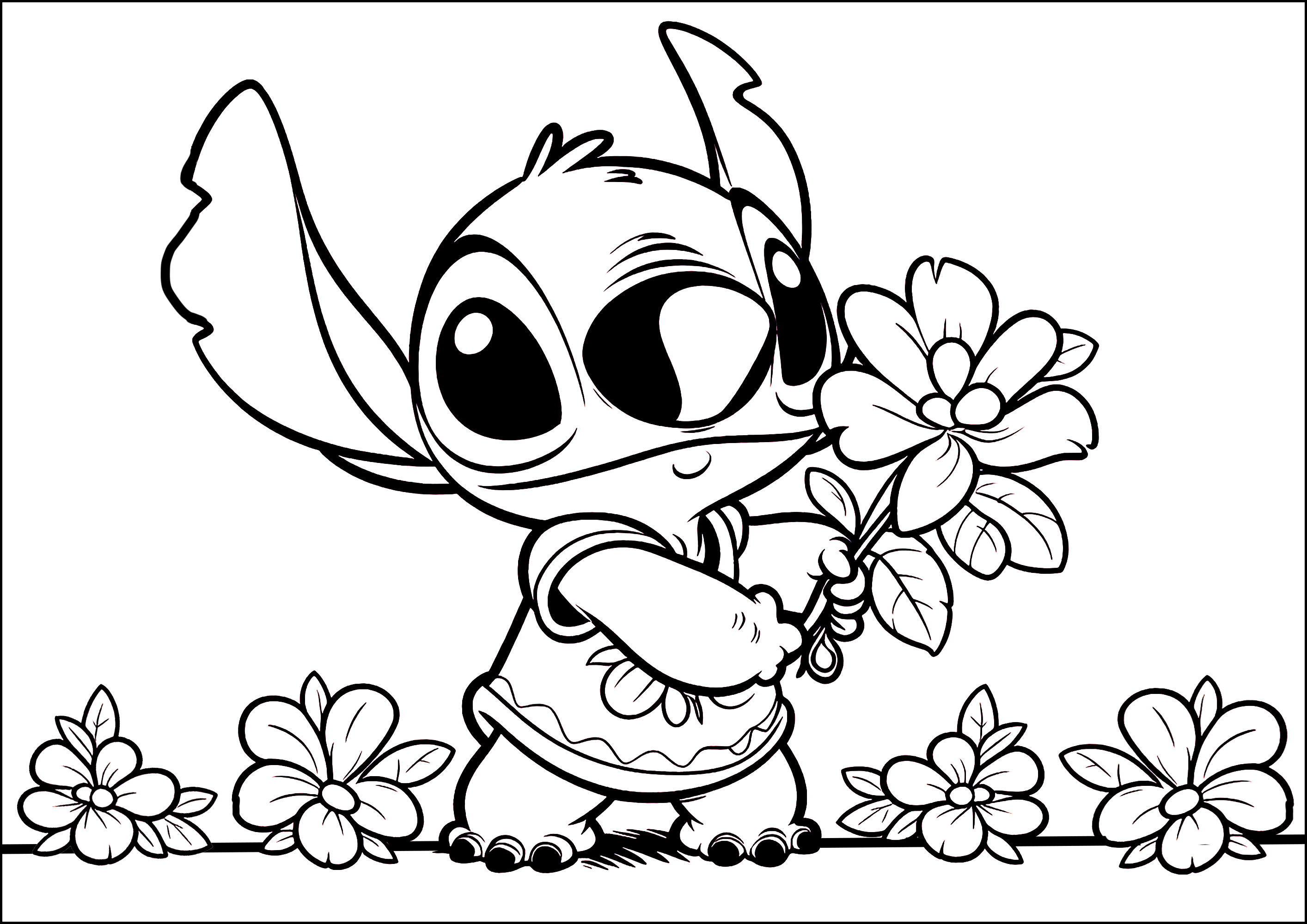 Stitch 摘花 (供儿童打印的彩页 : 星际宝贝)