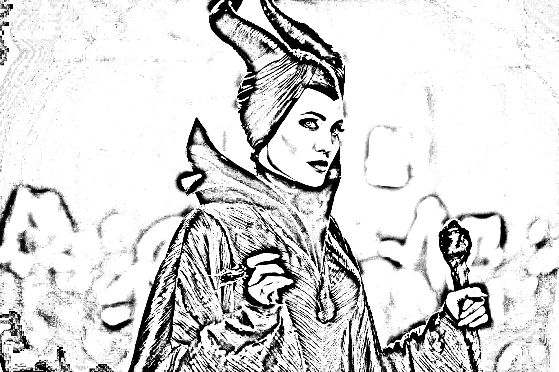 玛琳菲森（睡美人）（迪士尼）免费下载填色图 (供儿童打印的彩页 : 沉睡魔咒)