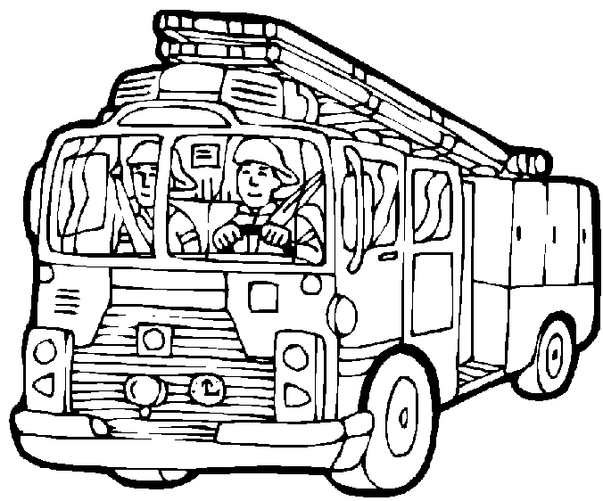 大型云梯消防车 (供儿童打印的彩页 : 消防员)