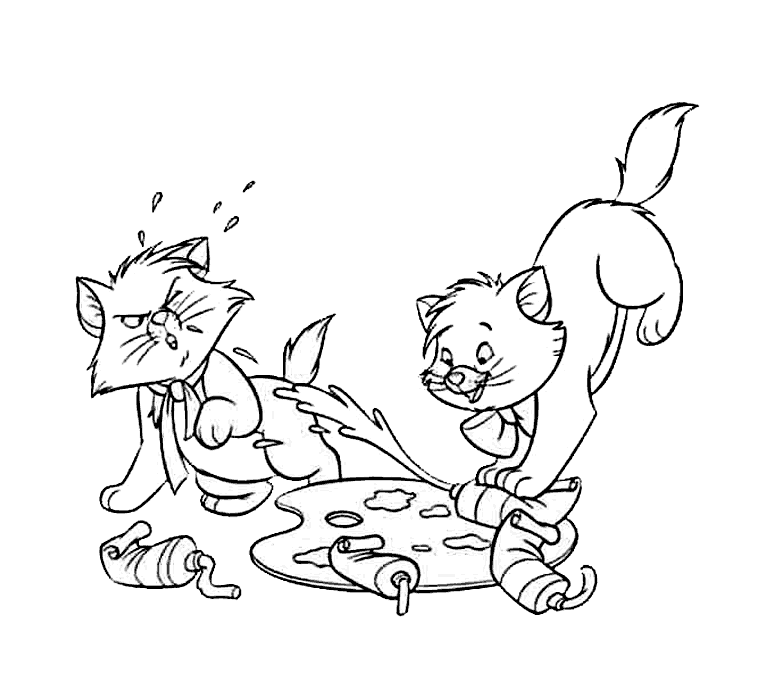《贵族猫》涂色画下载 (供儿童打印的彩页 : 猫儿历险记)