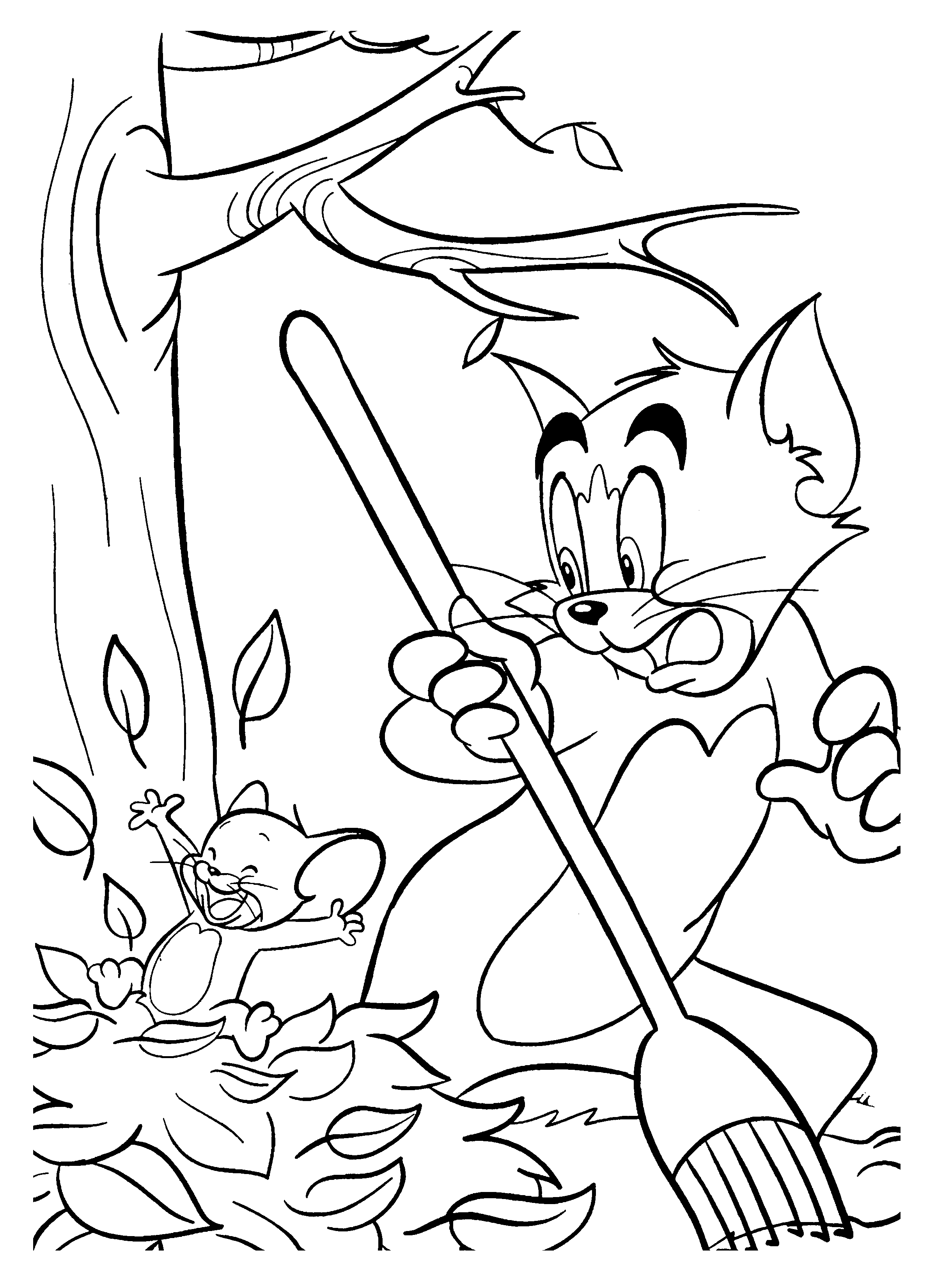 汤姆和杰瑞免费下载涂色画 (供儿童打印的彩页 : 猫和老鼠)