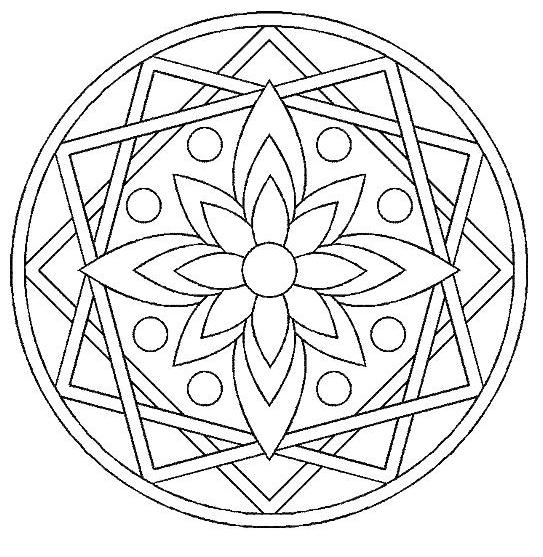 免费打印的玫瑰花窗填色图 (供儿童打印的彩页 : 玫瑰花饰)