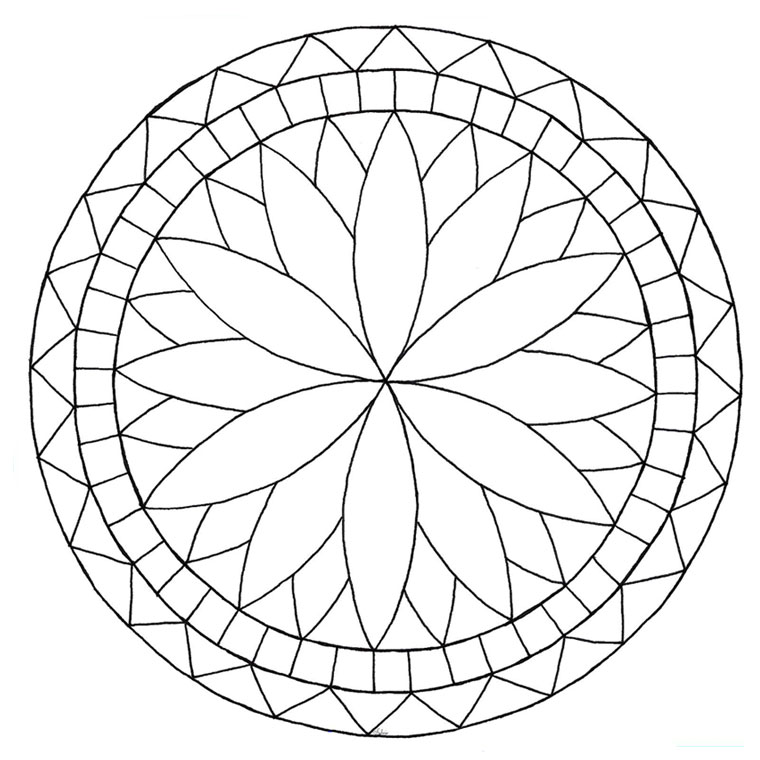 儿童可打印玫瑰花窗涂色画 (供儿童打印的彩页 : 玫瑰花饰)