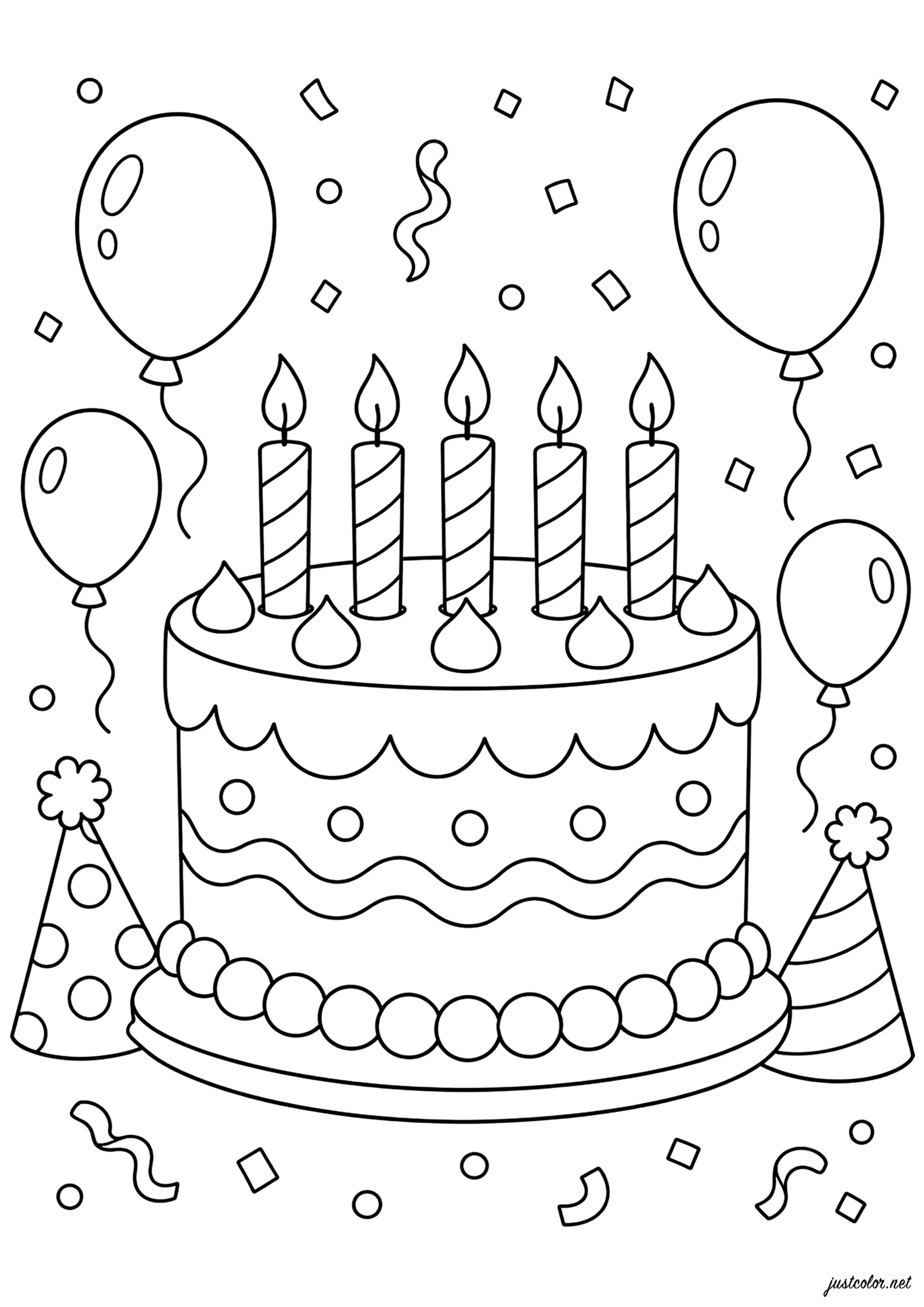 有趣且喜庆的生日派对 (供儿童打印的彩页 : 生日)
