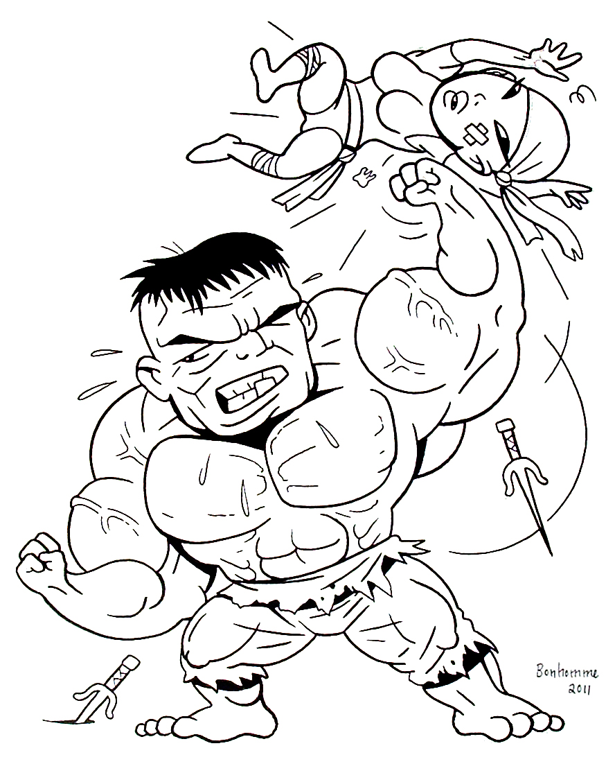 儿童绿巨人涂色画 (供儿童打印的彩页 : 绿巨人)