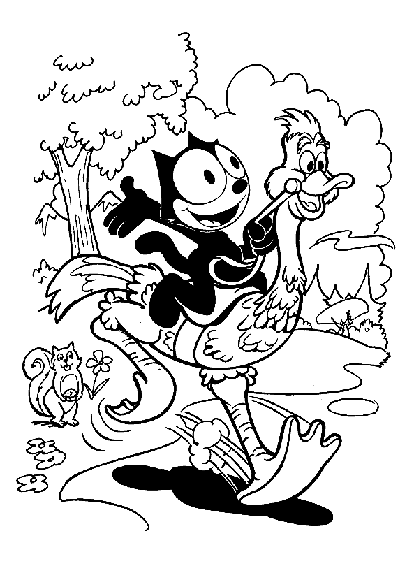 费利克斯猫儿童填色画 (供儿童打印的彩页 : 菲利克斯猫)