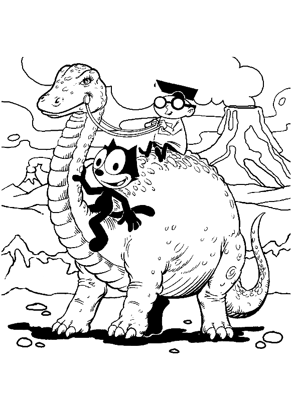 费利克斯猫涂色画下载 (供儿童打印的彩页 : 菲利克斯猫)