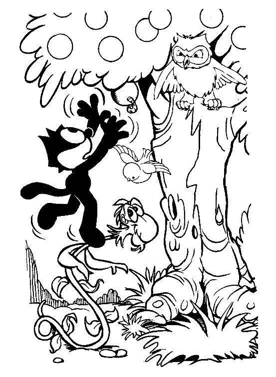 菲力猫儿童填色画 (供儿童打印的彩页 : 菲利克斯猫)