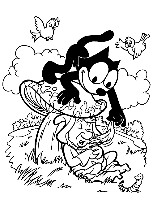 适合小朋友的 菲利克斯猫 着色页免费下载 (菲利克斯猫)