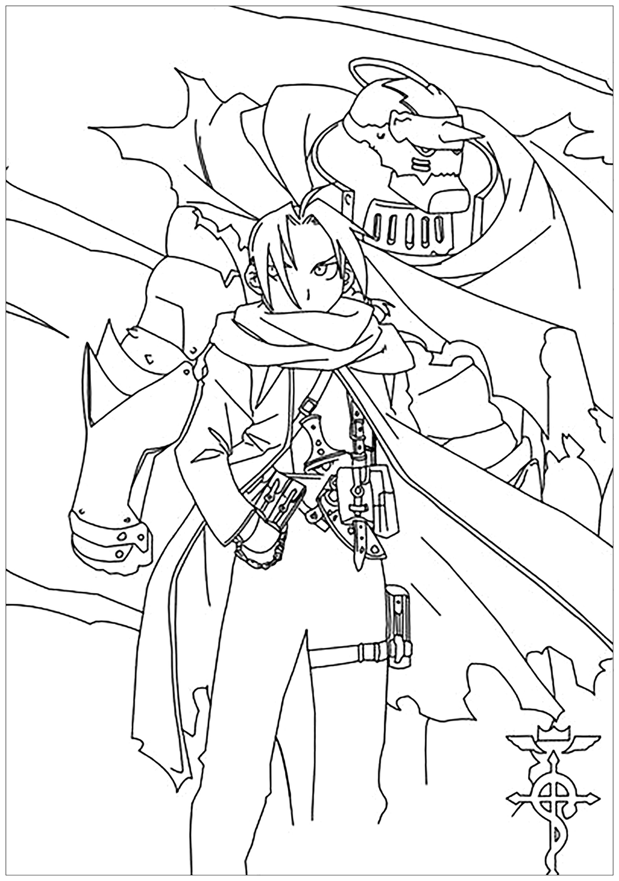 《钢之炼金术师》儿童填色画 (供儿童打印的彩页 : 钢之炼金术师)