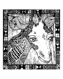 Jirafa con diseño tribal