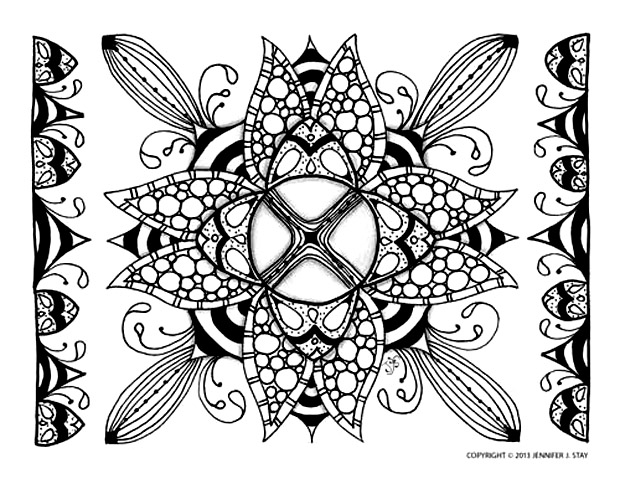 Dibujo simétrico. ¿Te gusta este dibujo? Descarga más páginas de Jennifer Stay en coloringpagesbliss.com, Artista : Jennifer Stay