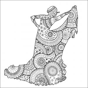Forma de bailaora flamenca con dibujos