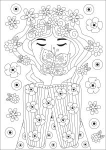 Página Anti-stress / Zen para imprimir para adultos : La mujer y la mariposa
