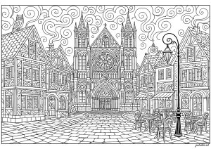 Encantadora calle medieval llena de detalles (Página de Arquitectura, países y ciudades  para imprimir)