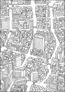 Explorando una ciudad moderna compleja (Página de Arquitectura, países y ciudades  para imprimir)
