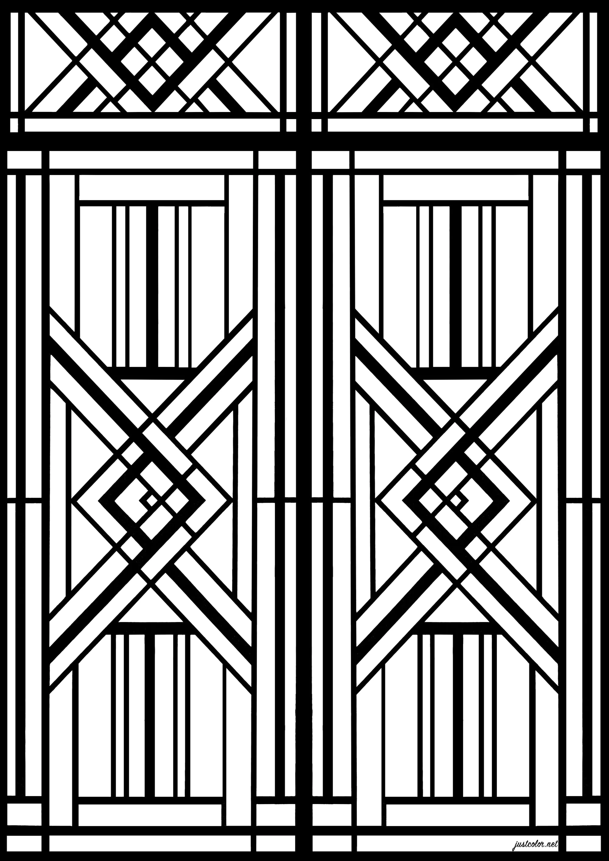 Puerta Art Déco en París (Página para imprimir para adultos)