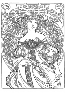 Alfons Mucha: "F. Champenois Imprimeur Editeur Paris" Cartel