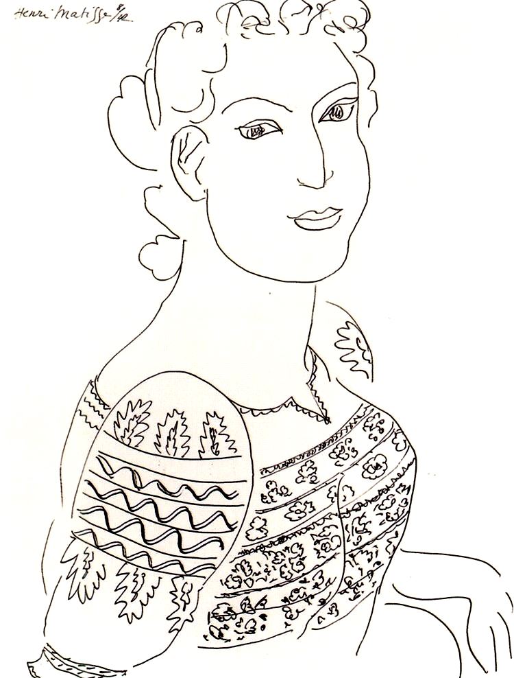Dibujo de Henri Matisse : La blusa rumana - 1942 Dibujo de Henri Matisse : La blusa rumana - 1942