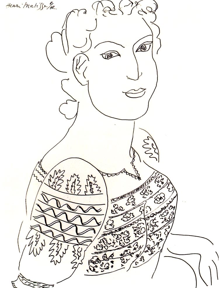 Dibujo de Henri Matisse: La blouse Roumaine - 1942