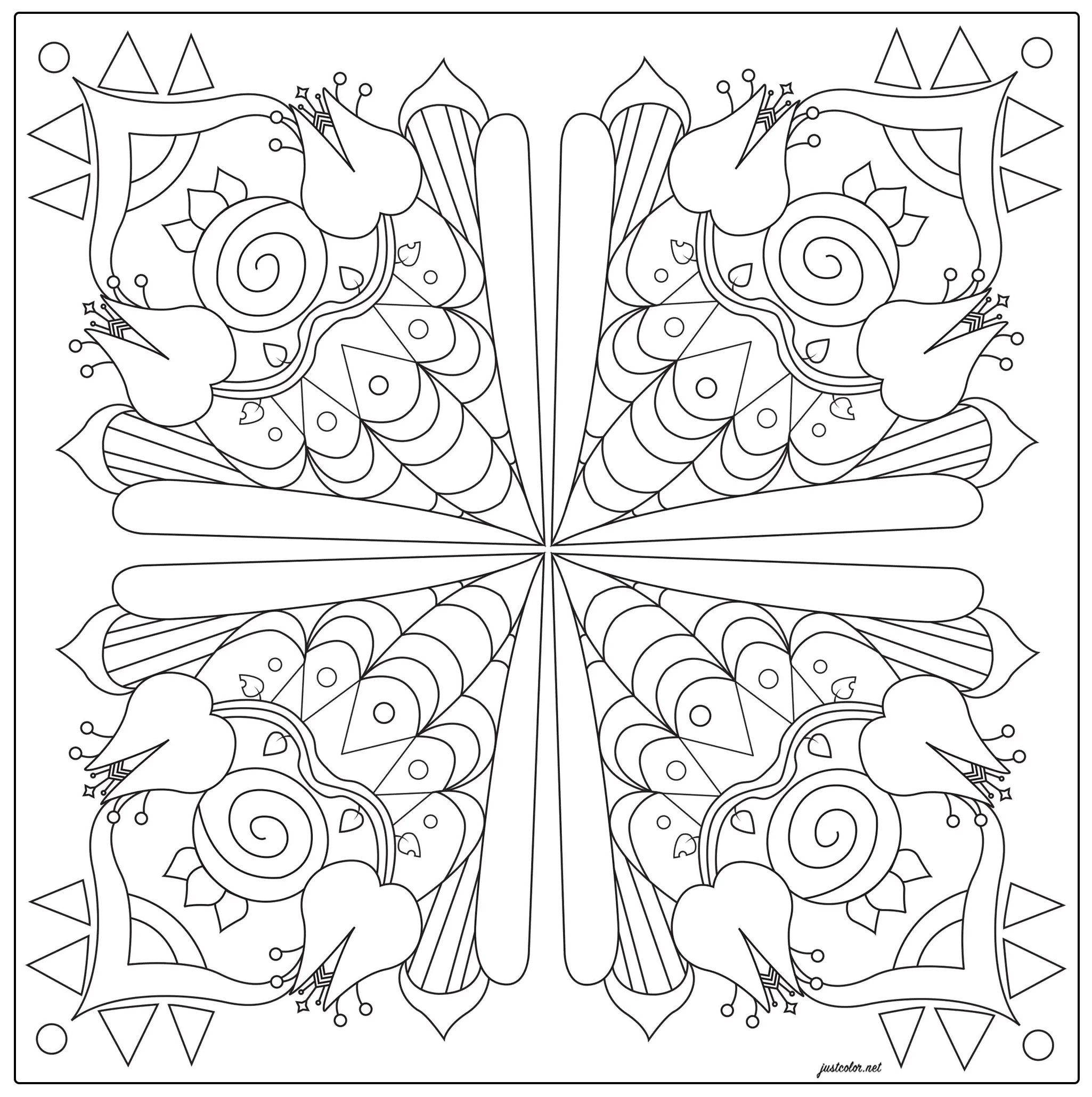 Azulejo floral y armonioso (Página para imprimir para adultos)