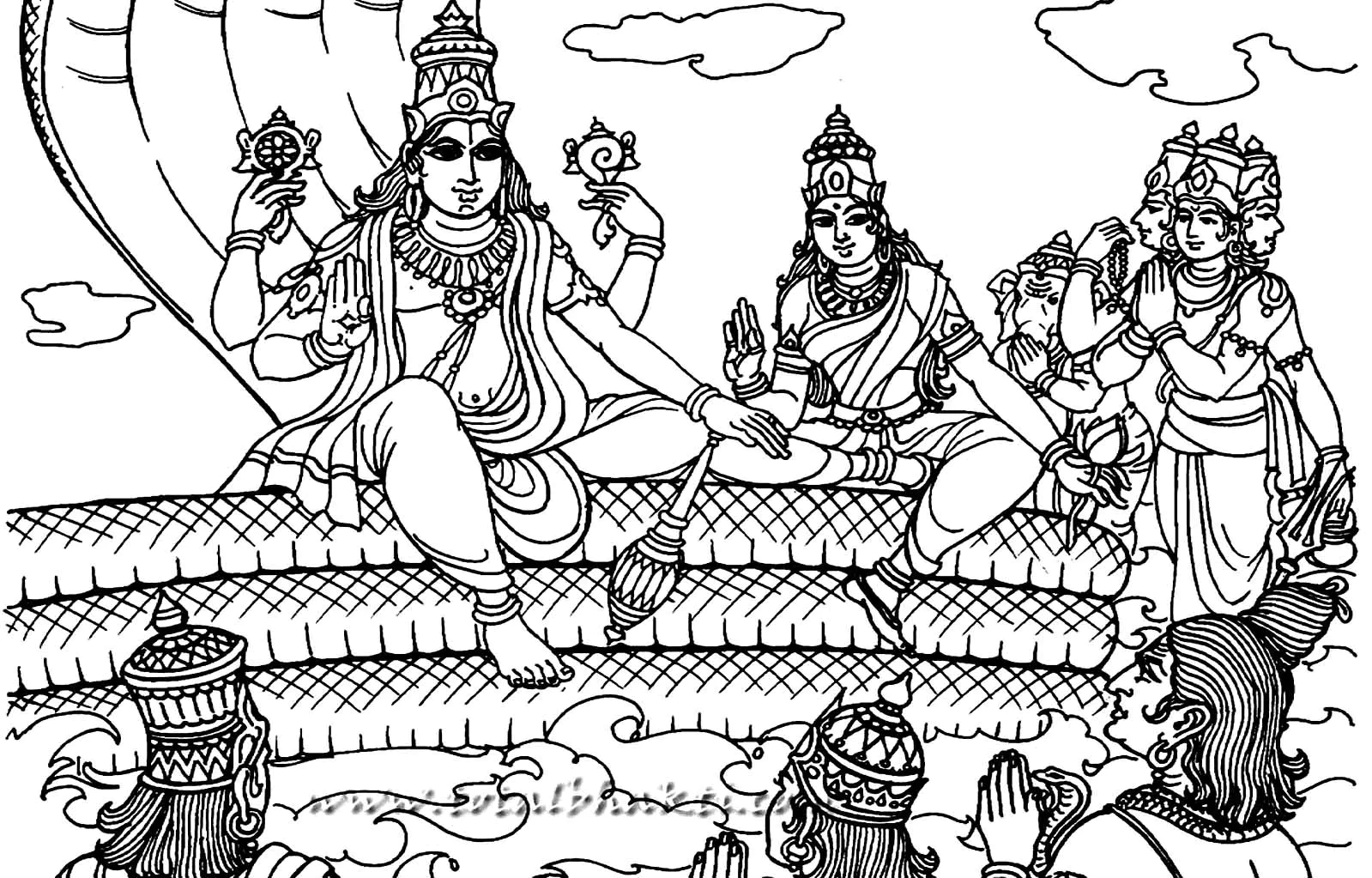 Vishnu, el preservador (Página de India y Bollywood para imprimir para adultos)
