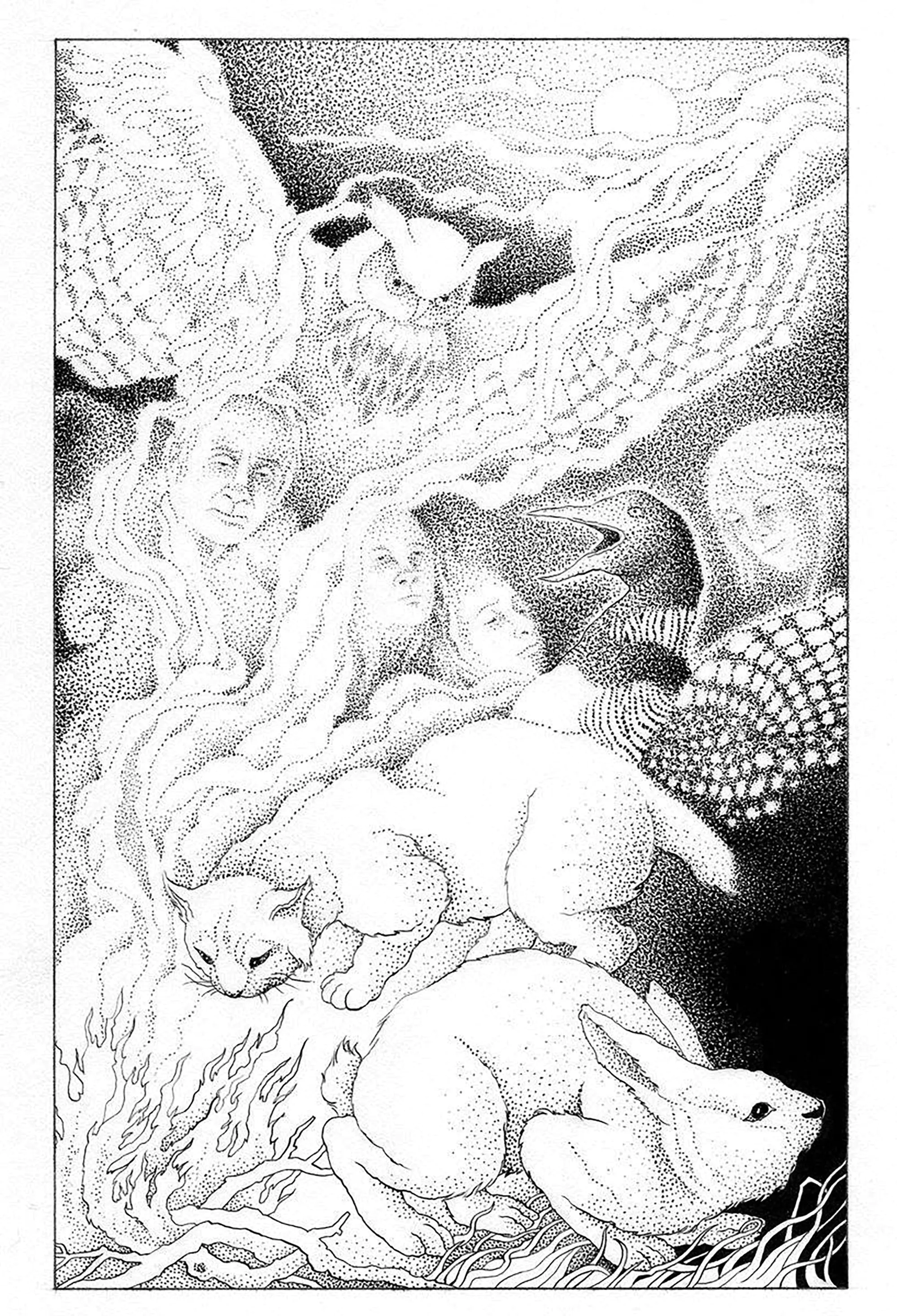 Animales y espíritus (Página de Gatos para imprimir para adultos)