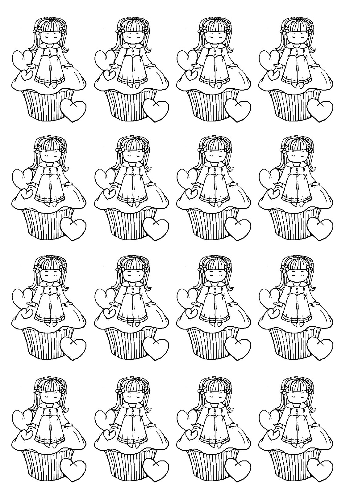 Colorear para adultos  : Cupcakes - 16