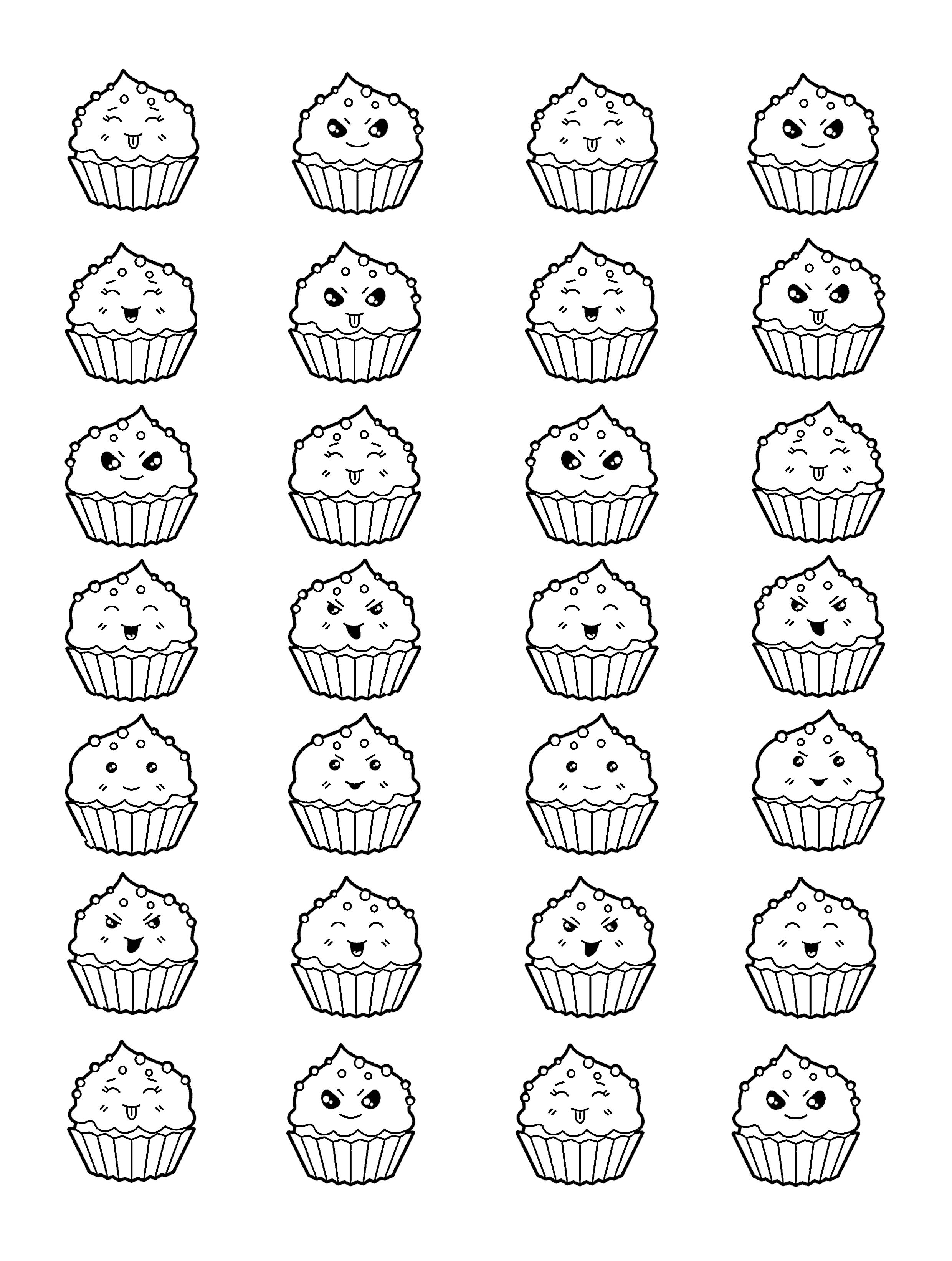 Colorear para adultos  : Cupcakes - 31