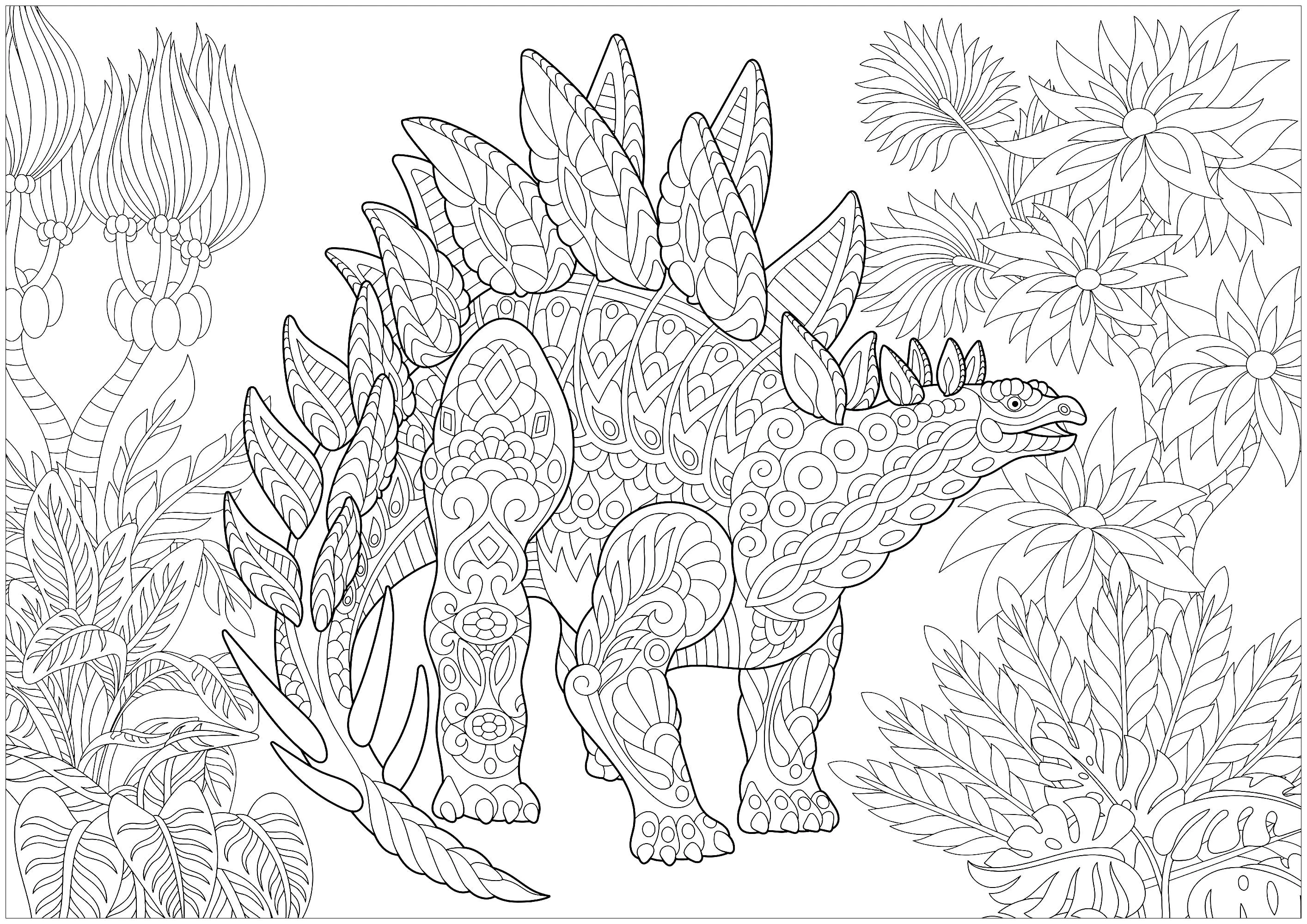 Dinosaurios-53001 (Página para imprimir para adultos)