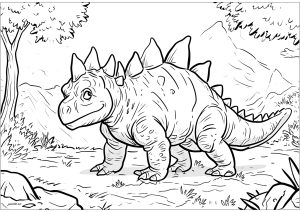 Estegosaurio en un bosque