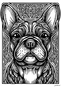 Retrato estilizado de un Bulldog Francés (Página de Perros  para imprimir)