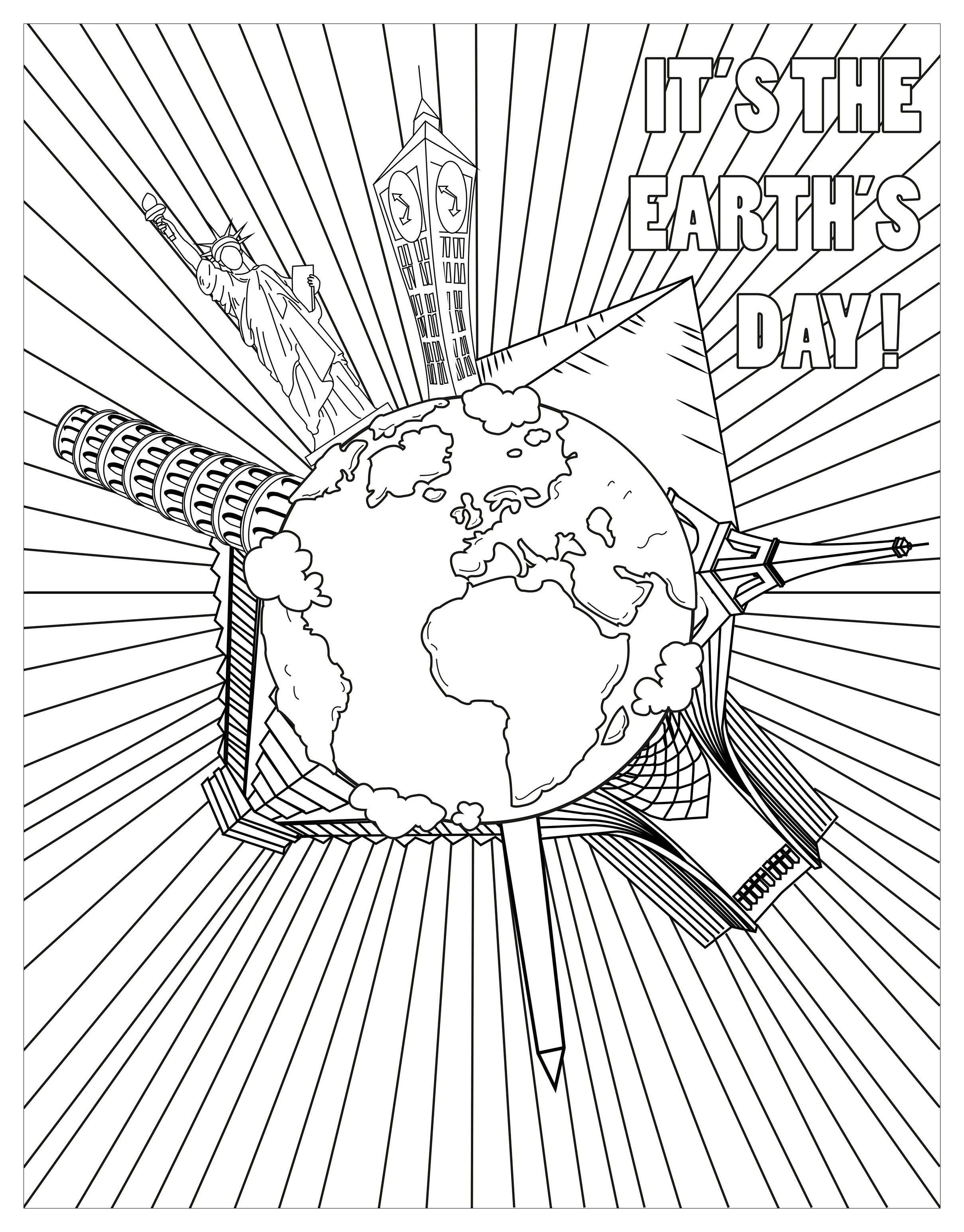 Página para colorear del Día de la Tierra